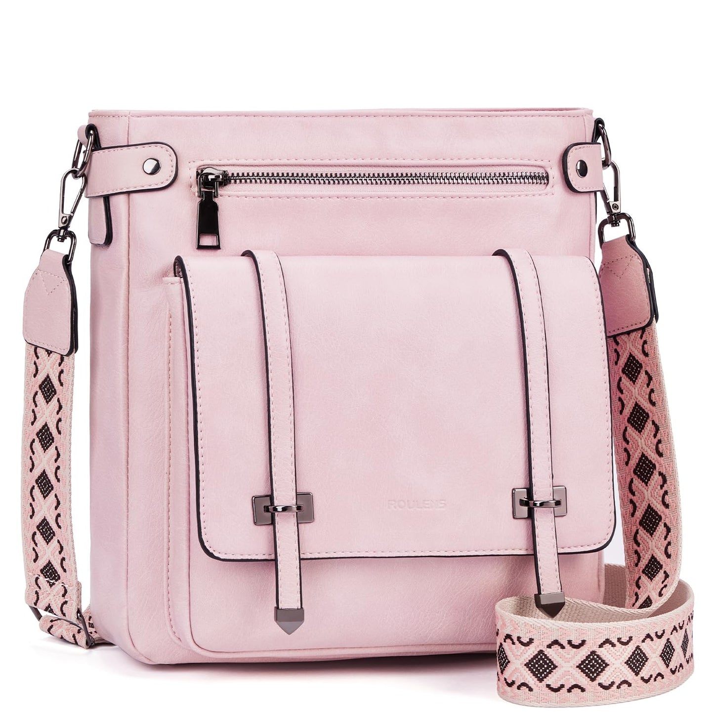 Roulens Crossbody Bags for Women,Multi Pocket Crossbody Purses Vegan Leather Shoulder Handbags Travel Purse Adjustable Strap