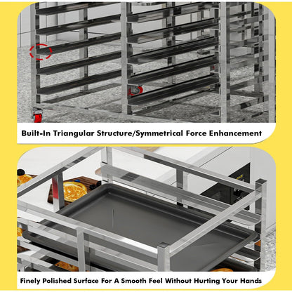 GenSDH 18-Tier Aluminum Bakery Rack with Wheels, Commercial Cooling Trolley for Full & Half-Size Pans, Heavy-Duty for Efficient Baking and Storage