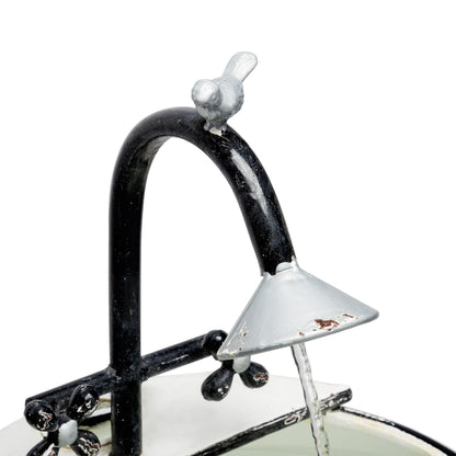Alpine Corporation YHL170 32” Indoor/Outdoor Antique Metal Sink Water Fountain with Stand – Charming Waterfall Feature for Garden, Patio & Home Decor, White