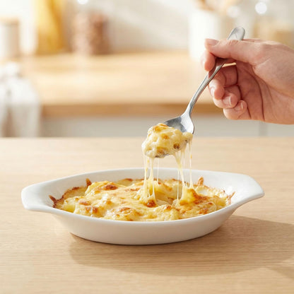 jinsongdafa 6" x 4" Ceramic Oval Small Au Gratin Baking Dishes 7 oz, Set of 4 Banana Split Bowls, Oven and Microwave Safe, for 1 person servings, Bakeware with Handle(8.3 IN) for Kitchen and Home