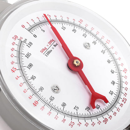 Acshio Precision Hanging Scale, 110 LB / 50KG Spring Dial Weight Scale Large Game Scale, Heavy Duty Mechanical Kitchen Weighing Food Scale for Market, Feeding, Kitchen