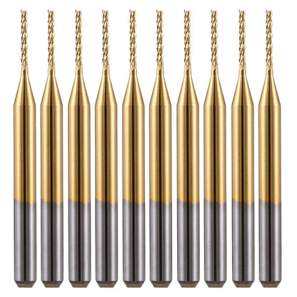 HOZLY 10Pcs 1/8'' Shank 1.0mm Titanium Coat Carbide End Mill Engraving Bits CNC Rotary Burrs Tool for PCB Mould Plastic Fiber Carbon Fiber Hardwood