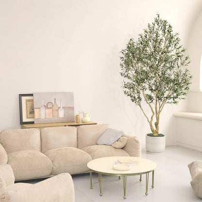 Realead Artificial Olive Tree 9ft - Large Faux Olive Tree with Realistic Leaves and Olives - Full and Grand Design Fake Olive Tree with Sturdy Base for Indoor Home Office Decor