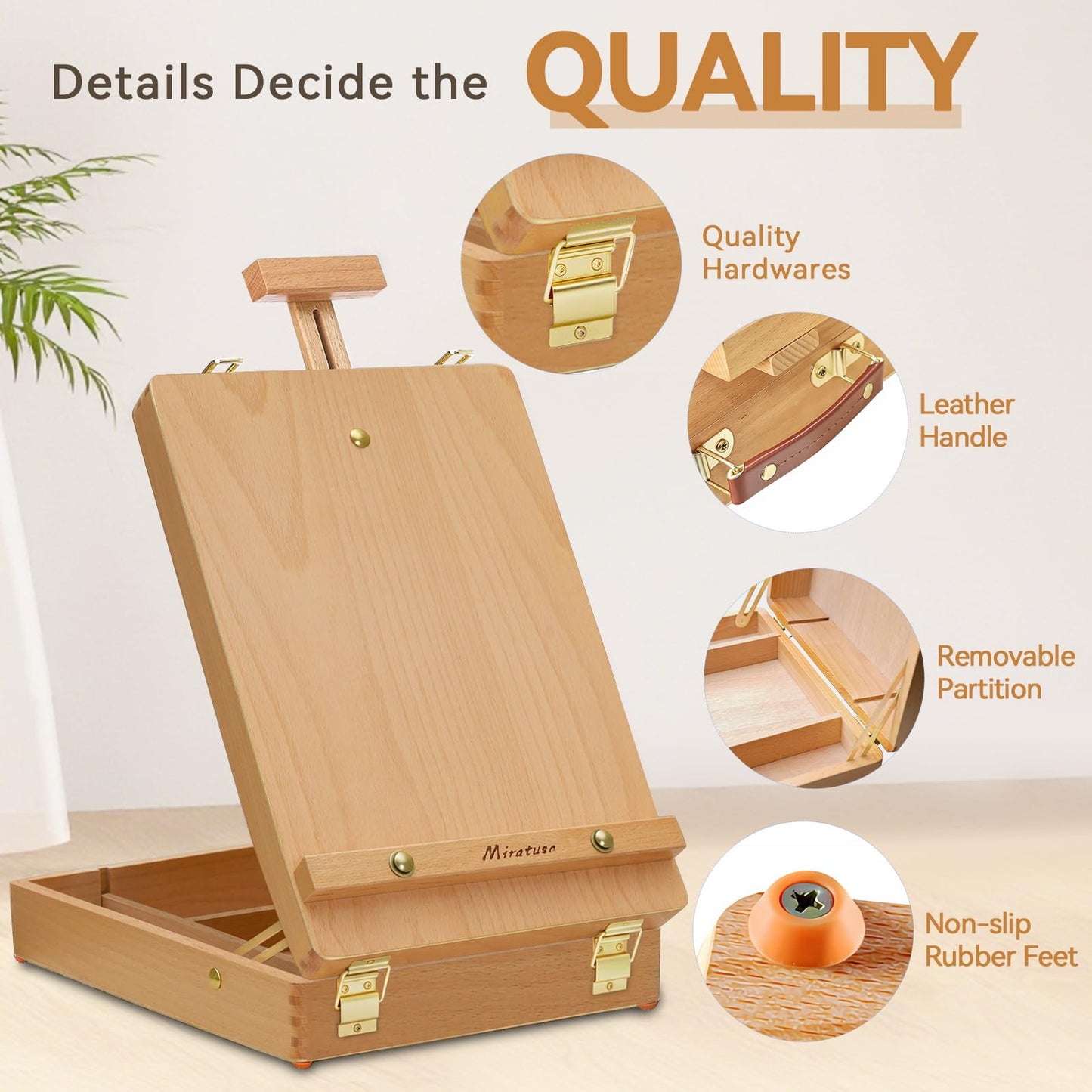 Tabletop Art Easel for Painting, Premium Wooden Sketchbox, Portable Desktop Painting Easel for Student Artist Beginner