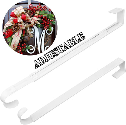 Wreath Hanger, Adjustable Length 14.9-25 Inch Metal Door Hanger for Front Door, 20 lbs Larger Christmas Wreaths