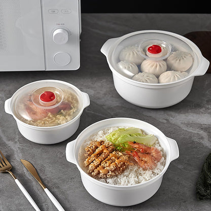 POYIPI 3 Piece Microwave Bowls with Lids Microwave Safe Bowls Microwavable Dishes for Heating Food, Dorm Kitchen Essentials, Cookware Kitchen Supplies, BPA Free