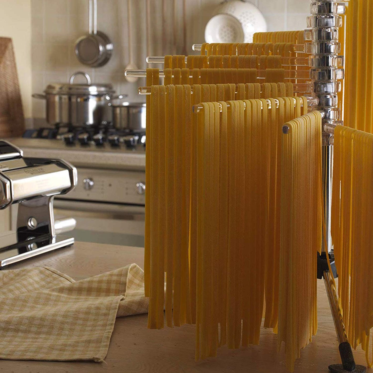 Hicook Pasta Drying Rack Collapsible Spaghetti Dryer Stand Noodles Drying Holder Hanging Rack Tall Spaghetti Noodle Dryer Stand Pasta-Tree