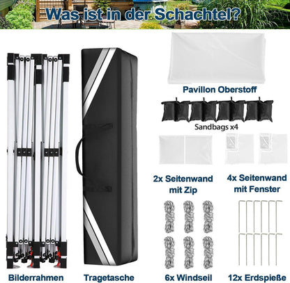COBIZI Canopy 10x20 Pop Up Canopy Tent with Sidewalls, Waterproof Commercial Canopy Ez Outdoor Instant Gazebo UV Protection 50+ Event Shelter, Garden Tents for Parties with Sandbags, White