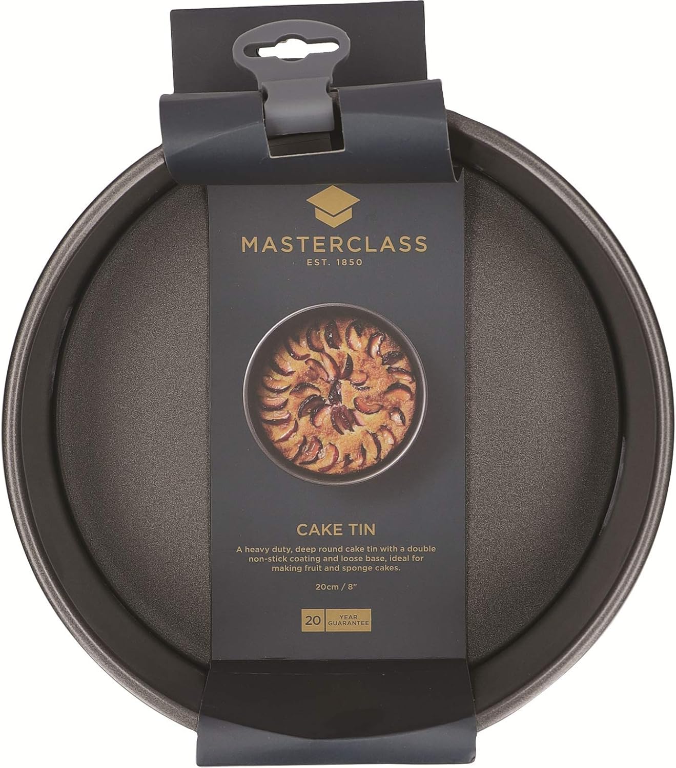 MasterClass 20 cm Deep Cake Tin, 8 Inch Round Pan, PFOA Free Non Stick, 1 mm Carbon Steel