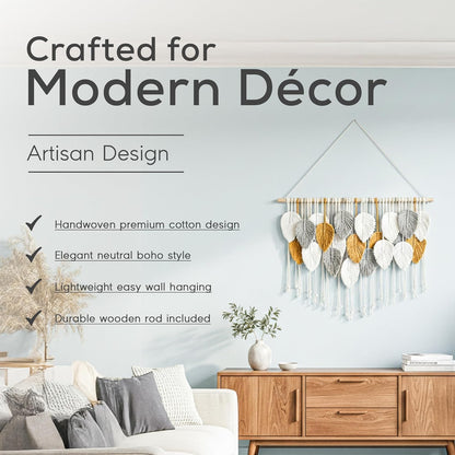 Generic 39 29.5 Large Macrame Wall Hanging Decor Handmade Cotton Cord Boho Room Decor for Bedroom, Nursery, Office W x