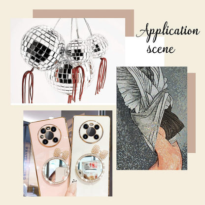 PH PandaHall 2.5~4mm Thick Mirror Tile, 180pcs 4 Shapes Mosaic Tiles Glass Mirrors Round/Triangle/Rhombus/Square Decorative Craft Mirrors DIY Tiles Mirror Pieces for Crafts Art Wall Home Jewelry Frame