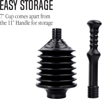 JS Jackson Supplies Professional Bellows Accordion Toilet Plunger, High Pressure Thrust for Heavy Duty Clogs