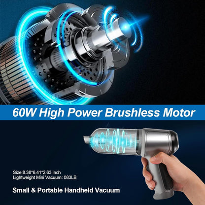 Mini Handheld Vacuum Cleaner Cordless, Portable Rechargeable with High Power Brushless Motor 12000 PA