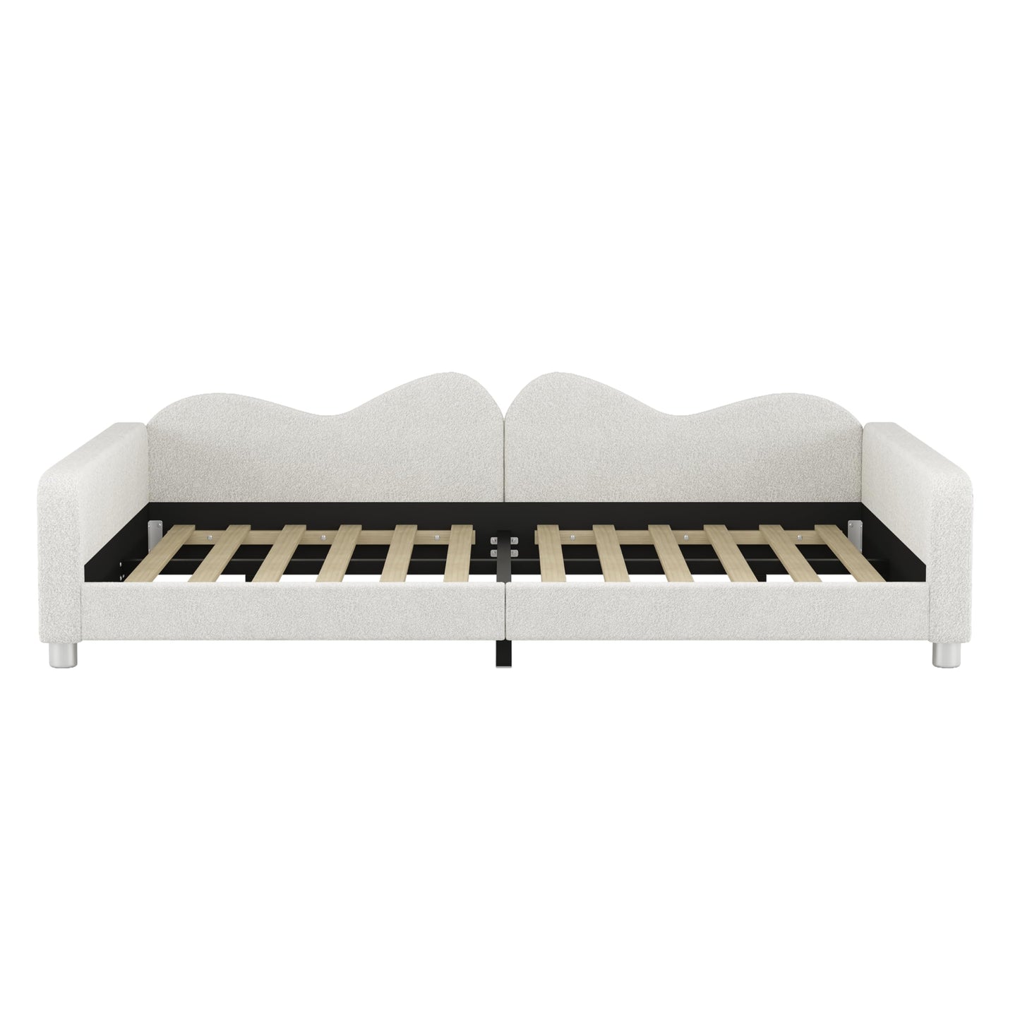 Merax Full Size Upholstered Daybed, Sherpa Fabric Sofabed with Cloud-Shaped Backrest, No Box-Spring Needed, White