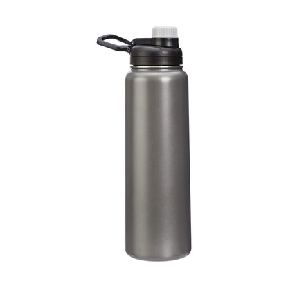 Amazon Basics Large Insulated Stainless Steel Water Bottle, Leakproof Spout Lid, BPA-Free, Vacuum Insulated, Keeps Drinks Cold, Portable, 30.1 ounces, Gray
