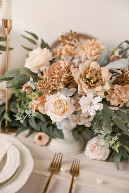 Serra Flora Artificial Flowers Combo Box Set Faux Flowers Bulk Flower Leaf with Stems for DIY Wedding Bouquets Centerpieces Baby Shower Party Home Decorations
