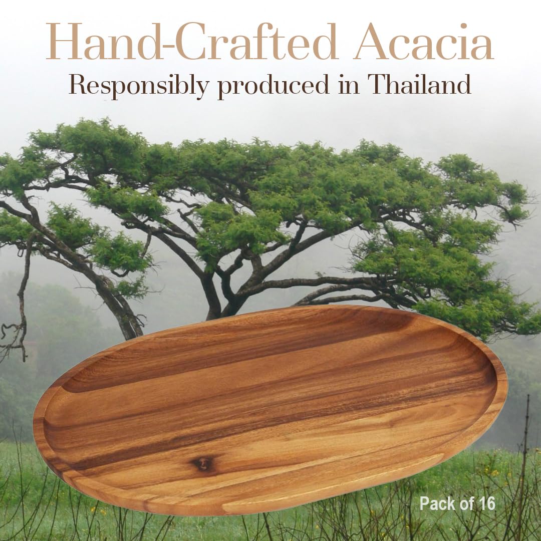 Woodard & Charles 15-Inch Acacia Oval Tray, Large - Pack of 16