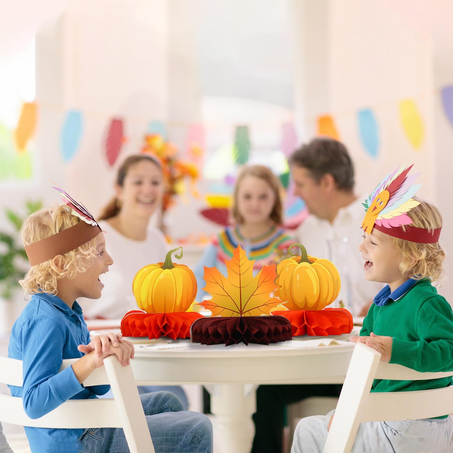 Faccito 9 Pcs Fall Honeycomb Centerpieces Fall Thanksgiving Party Decorations Paper Pumpkin Maple Leaf Table Centerpieces for Autumn Thanksgiving Harvest Party Favors Home Table Decor