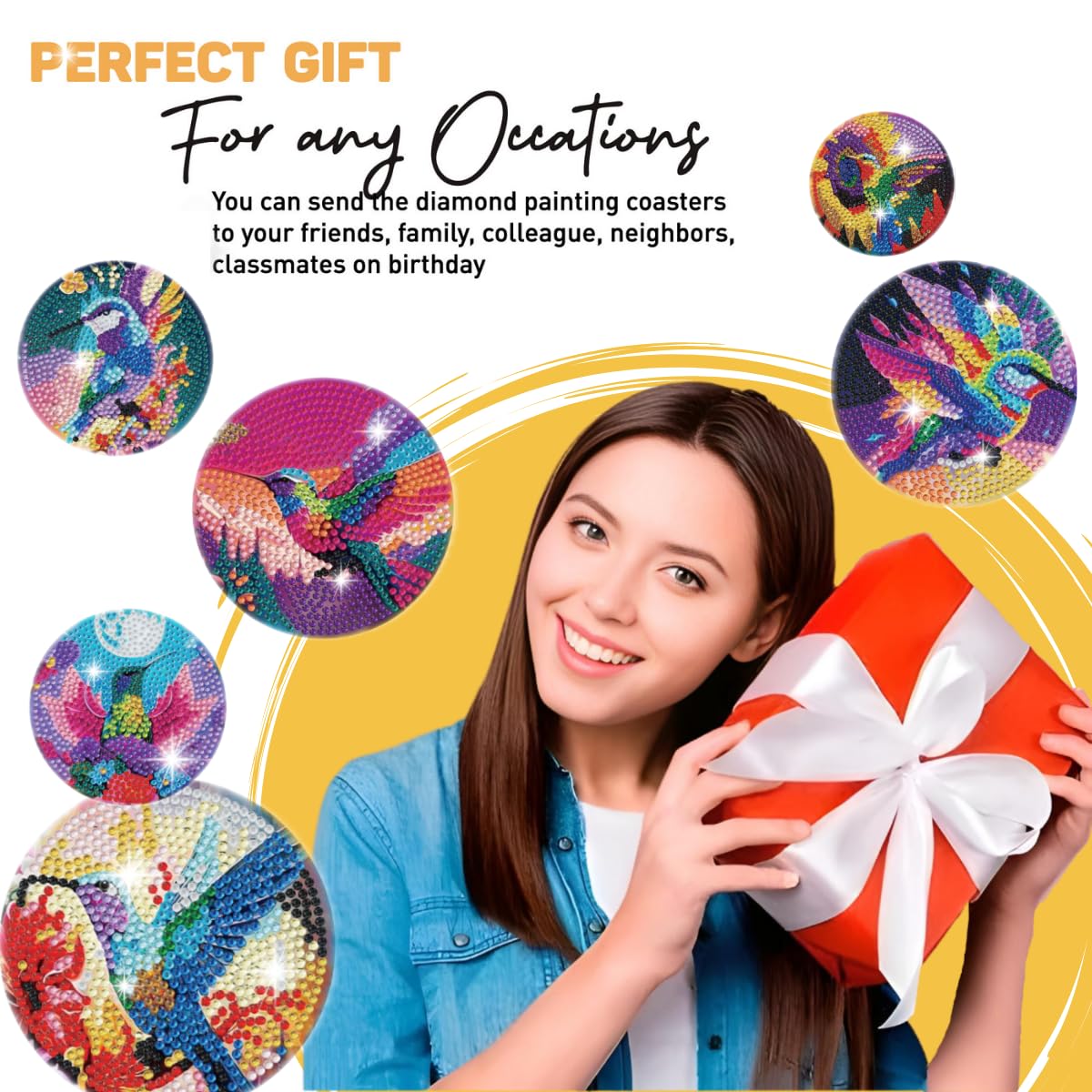 8 Pcs Humming Bird Diamond Painting Kits | Diamond Painting Kits with Holder | Diamond Art Coasters for Beginners Adults - Perfect Art Craft Supplies Gift!… (Humming Bird)