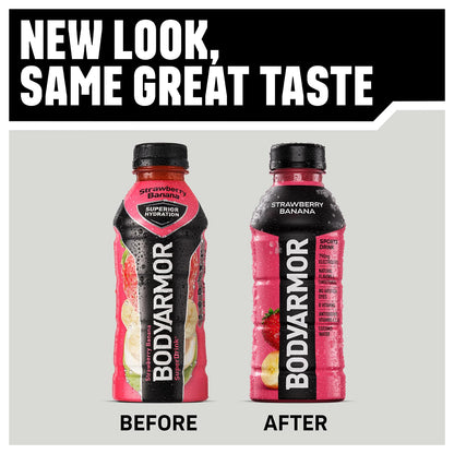 BODYARMOR Sports Drink Sports Beverage, Strawberry Banana, Coconut Water Hydration, Natural Flavors With Vitamins, Potassium-Packed Electrolytes, Perfect For Athletes, 12 Fl Oz (Pack of 8)