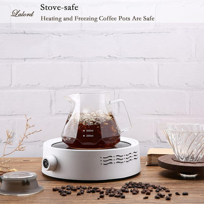 Pour Over Coffee Maker, 20 oz Borosilicate Glass Carafe with 100 pcs V60 Paper Filter, Walnut Handle, Clear