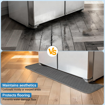 Refrigerator Floor Mat, Decent Silicone Mat in Front of Fridge, Appliance Floor Mat with Lip for Leak Catch and Floor Protect, Drip Tray for Fridge & Water Dispenser & Dishwasher - 37.4"x8.5", Grey