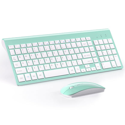 Wireless Keyboard and Mouse Ultra Slim Combo, TopMate 2.4G Silent Compact USB 2400DPI Mouse and Scissor Switch Keyboard Set with Cover, Batteries Included, for PC/Laptop/Windows/Mac - Gray Black