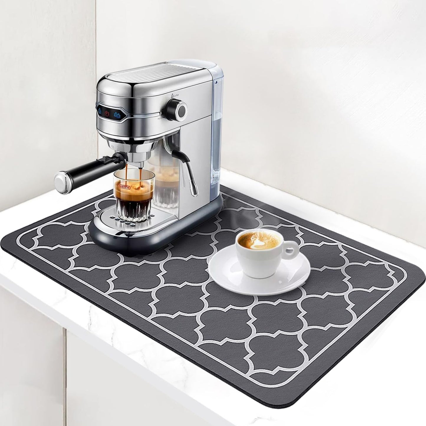 19"x 12" Counter Absorbent Dish Drying Mats for Baby Bottle Dish Rack, Coffee Maker Mat Easy to Clean Non-slip Rubber