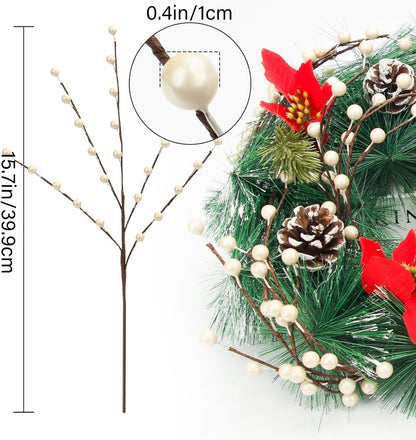 12Pcs NBGV Winter Decorations Artificial Berry Stems White Berry Picks for Christmas Holiday Flower Arrangements Home