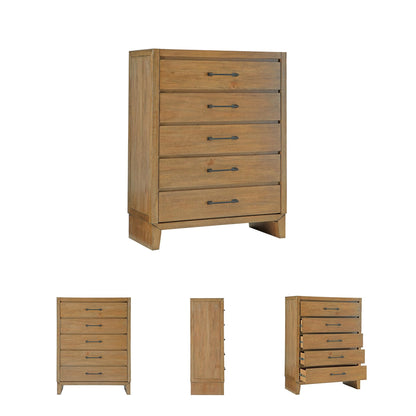 Signature Design by Ashley Sherbana Casual 5-Drawer Chest of Drawers with Safety Stop and Felt-Lined Top Drawer, Light Brown