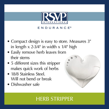 RSVP International Endurance Kitchen Collection Herb Stripper, Heart Shape, Stainless Steel