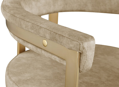 Meridian Furniture 596Beige-C Marcello Collection Modern | Contemporary Velvet Upholstered Counter Height Stool with Brushed Brass Iron Frame, 22.5" W x 20" D x 35.5" H, Beige, Set of 2