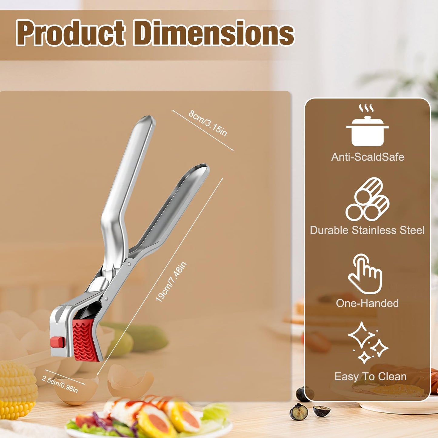Hot Plate Gripper,Anti Scald Bowl Holder Clip,Multi Function Hot Plate Gripper Clips Tongs Clamp Pot Holder,Stainless Steel Hot Plate Gripper Tongs for Microwave,Pizza Pan,Toaster,Air Fryer,Oven(2PCS)