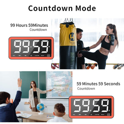 VOCOO Digital Kitchen Timer with 7.8” Extra Large Display, Magnetic LED, with 3 Brightness, 4 Alarms and 3 Volume Levels, Battery Powered Countdown Count Up Timer for Cooking, Classroom, Home Gym