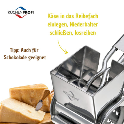 Küchenprofi Stainless Steel Single Drum Rotary Cheese Grater, for Chocolate and Nuts - Durable Stainless Steel Rotary Grater