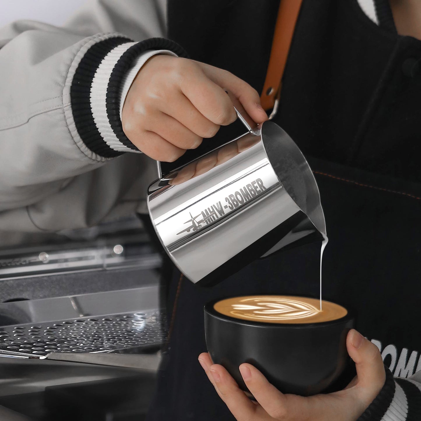 MHW-3BOMBER Espresso Steaming Pitcher Milk Frothing Pitcher Stainless Steel Milk Coffee Cappuccino Latte Art Barista Cup 16.9oz/500ml (Glossy), P5002S