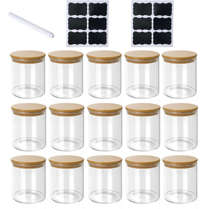 21oz/630ML Glass Storage Jars with Lids - 12 pcs Glass Canisters Food Storage Containers Airtight Glass Jar with Lid for Pantry Organizers for Cookie, Flour, Oat, Pasta, Tea, Coffee Bean & Coffee