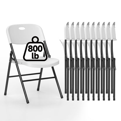 Winlice 10 Pack Folding Chair, 800 Weight Limit Heavy Duty Plastic Folding Chair Portable Seating for Indoor Outdoor Events, Wedding, Party, Restaurant, Meeting Room White