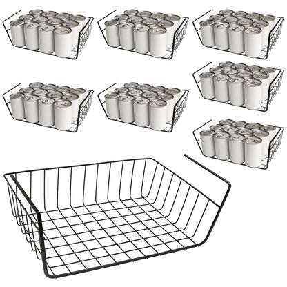 Orepzinc 8 Pcs Under Shelf Basket, Hanging Under Cabinet Wire Storage Rack Slides Under Wire Shelves for Counter Pantry Desk Bookshelf