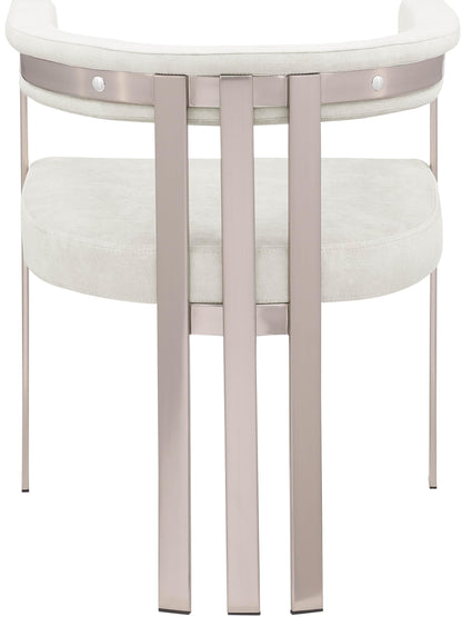 Meridian Furniture 938Stone-C Marcello Collection Modern | Contemporary Dining Chair with Soft High End Stone Colored Velvet, Brushed Chrome Iron Frame, 23.5" W x 21.5" D x 27.75" H, Stone, Set of 2