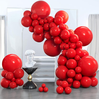 PartyWoo Hunter Green & Red Balloon Arch Kit - 140pcs in 5, 10, 12, & 18 Inch Sizes for Festive Celebrations