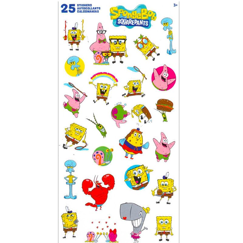 Spongebob Sheet Set Underwater Vibes - Bundle of Spongebob Bedding Including: Flat Sheet, Fitted Sheet, and Pillowcase for Twin Bed Plus Stickers, More for Kids