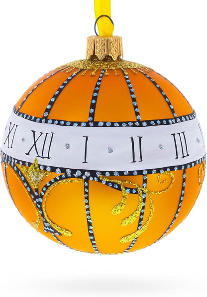1899 Madonna Lily Clock, Royal Egg Glass Ball Christmas Ornament, 3.25 Inches