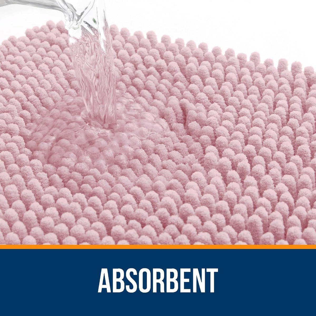 OLANLY Large Bathroom Rugs - Extra Soft Chenille Bath Mats | Quick Dry, Machine Washable, Dusty Rose 40x32
