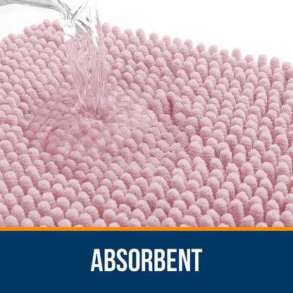 OLANLY Large Bathroom Rugs - Extra Soft Chenille Bath Mats | Quick Dry, Machine Washable, Dusty Rose 40x32