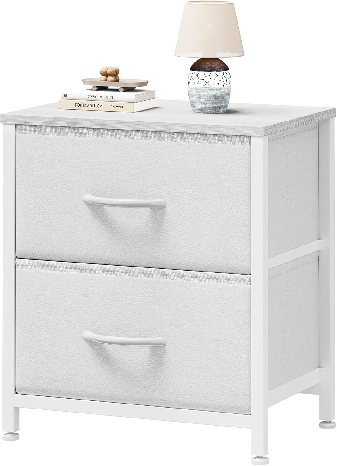 2 20" Closet, Sweetcrispy Nightstand with Storage Drawers, Height Small Bed Side Furniture End Table, Wooden Top Fabric