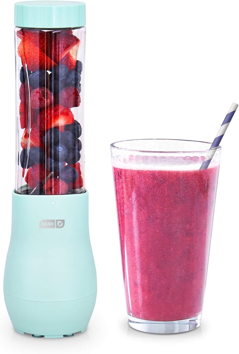 Dash Mighty Mini Compact Personal Bottle Blender, 10 oz with Travel Lid, Aqua