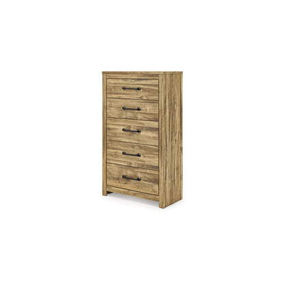 Signature Design by Ashley Hastiport Farmhouse 5-Drawer Chest with Safety Stop, Light Brown