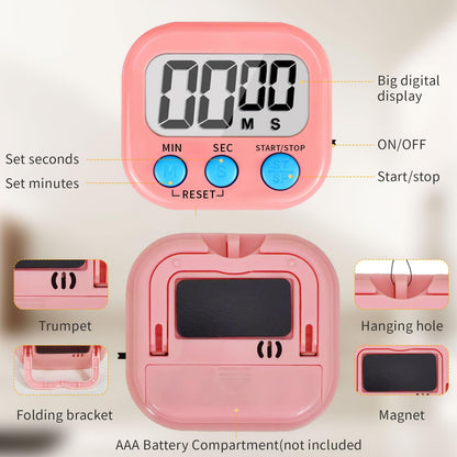 12 Pack Multi-Function Digital Timers, Magnetic Large LCD Display Loud Alarm Countdown Timers, Extensively Use in Classroom, Break Time, Gym, Meeting, Cooking