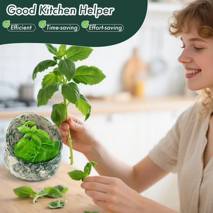 MOCCOOL Ceramic Herb Stripper Bowl with Multi-Size Holes, Pottery Leaf Stripper Tool for Rosemary, Thyme and Kale, Green Decorative Kitchen Gadget, 5.2 Inch
